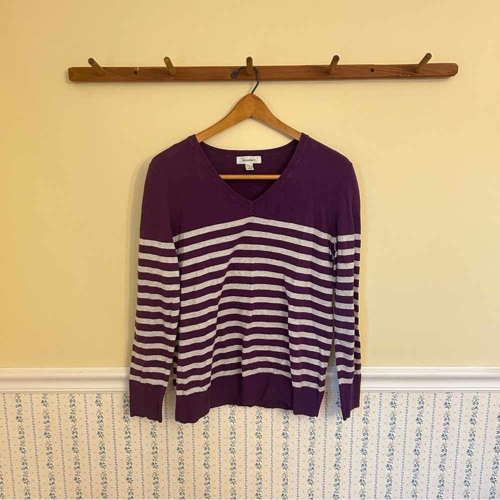 Dressbarn Striped V-Neck Sweater